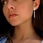 Pendientes largos en plata de ley con textura Cebra /Mizril
