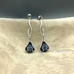 Pendientes largos de Plata de Ley y piedra natural de  diseño contemporáneo. / Mizril
