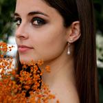  Pendientes largos con perlas naturales/ Plata de Ley/ Mizril