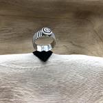 Solitario de plata, doble chatón y circonita