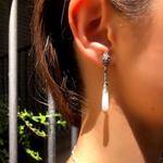 Pendientes largos en Plata de Ley y Nácar./ Mizril